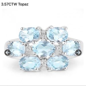 Gorgeous Womens White Gold Rhodium Over Sterling Silver 3.57 CTW Topaz Size 7